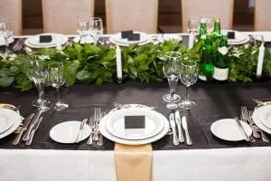 black and white wedding table decor