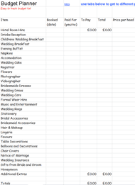 Wedding Organiser Spreadsheet Cover