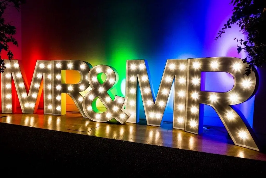 Mr & Mrs illuminated signs
