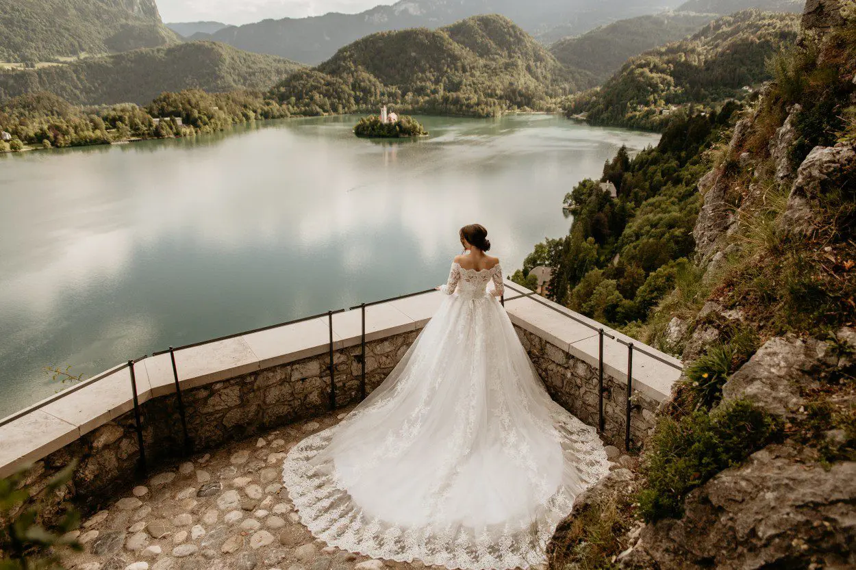 Bride posing at Bled Castle