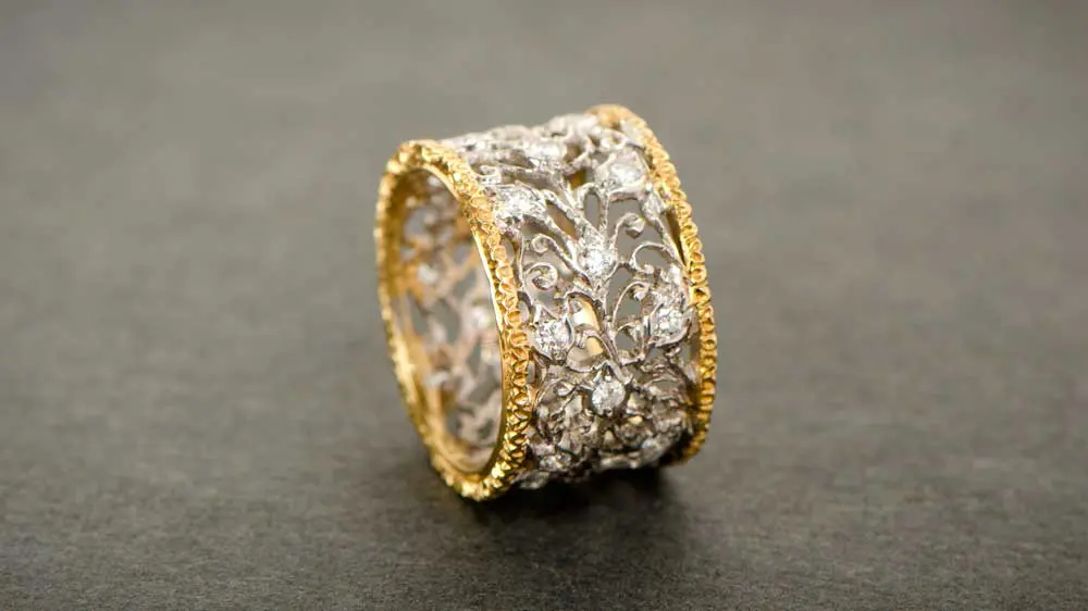 gold with diamond wedding band