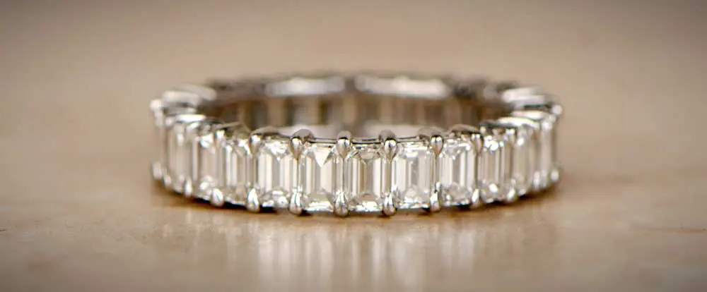 Emerald cut wedding band