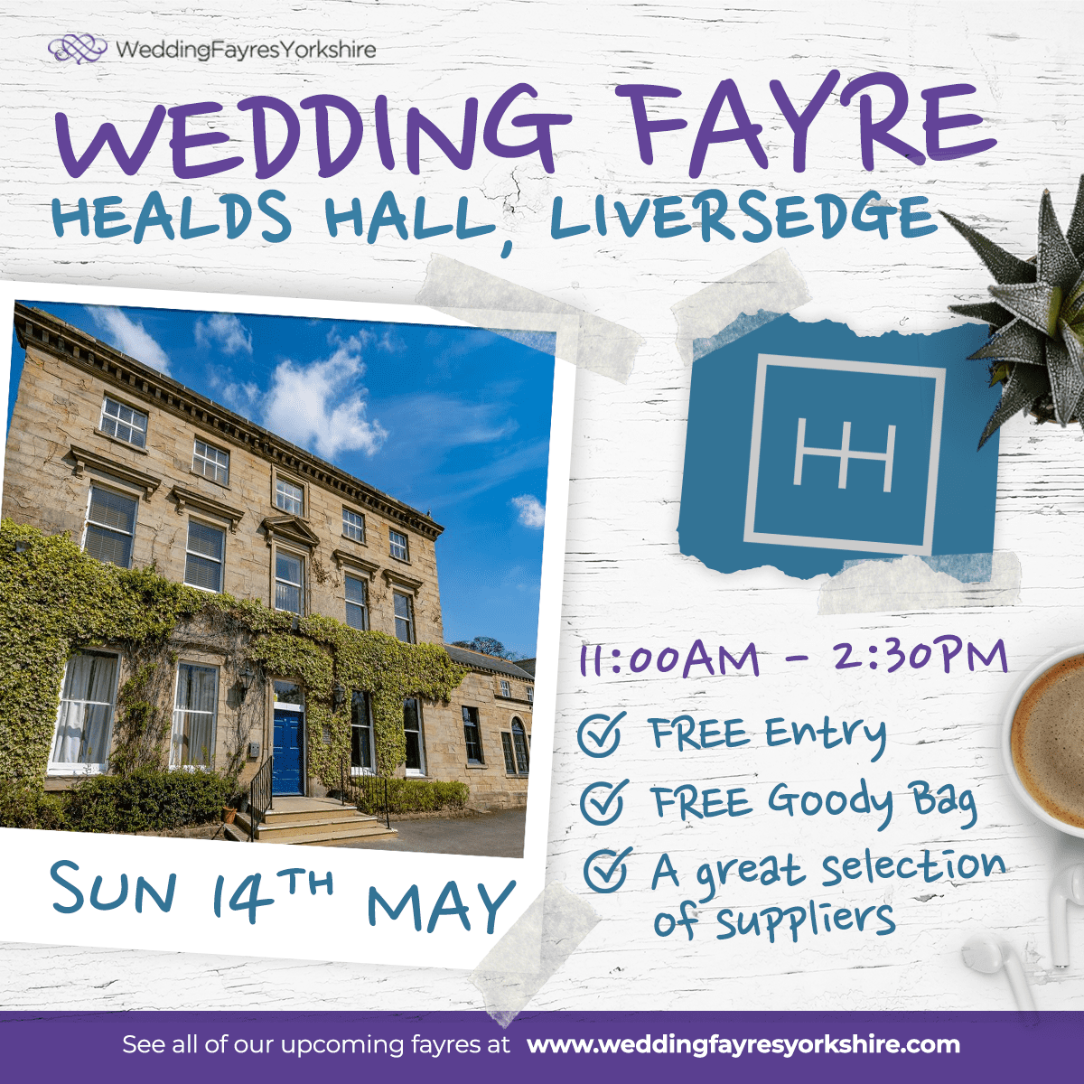Discover the ultimate Wedding Fayre at Healds Hall, Liversedge on Sunday, May 14th, from 11:00 AM to 2:30 PM. Enjoy free entry and a goody bag while exploring a curated selection of wedding suppliers. Perfect for all those planning their dream UK wedding!