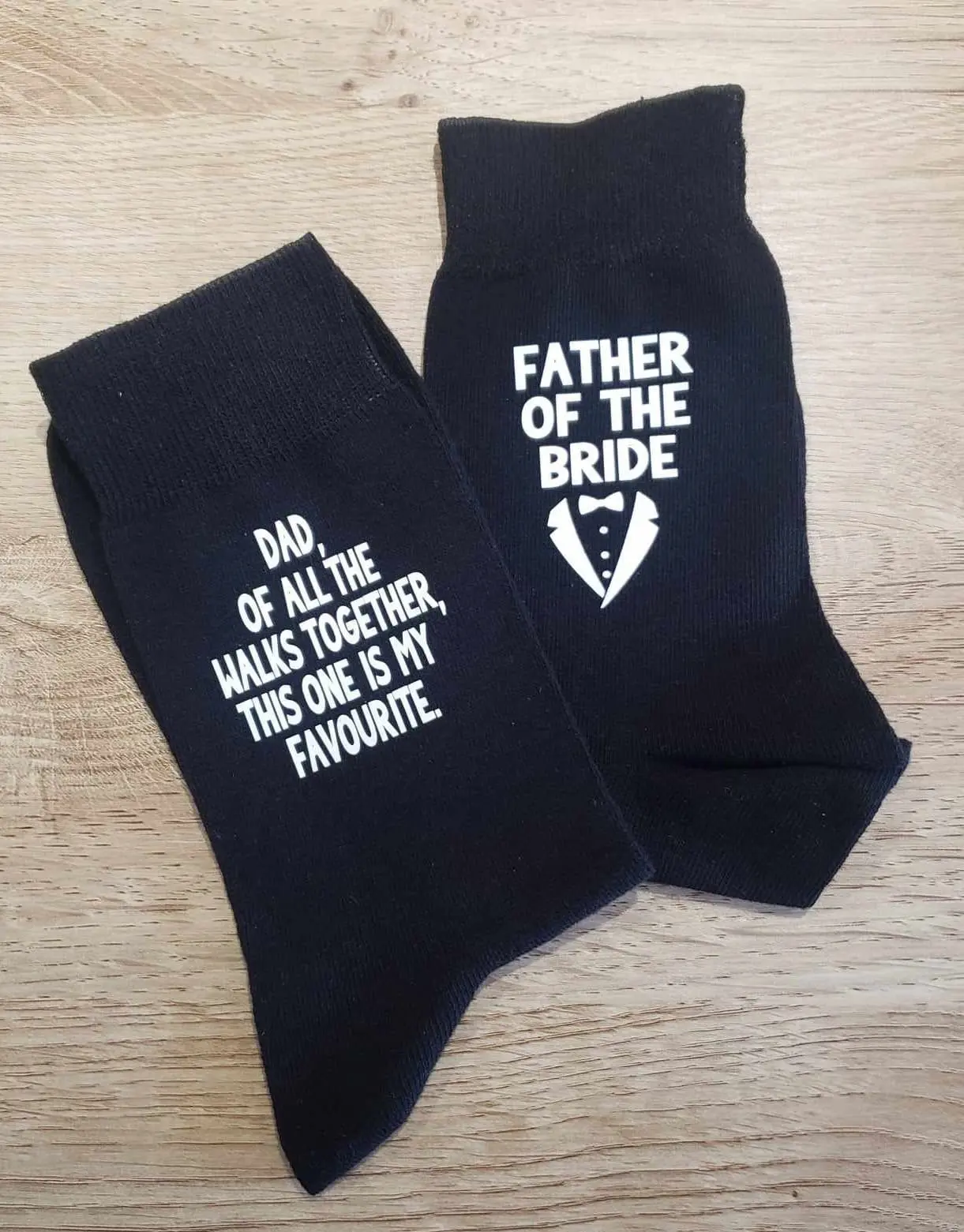 Father of the bride socks.