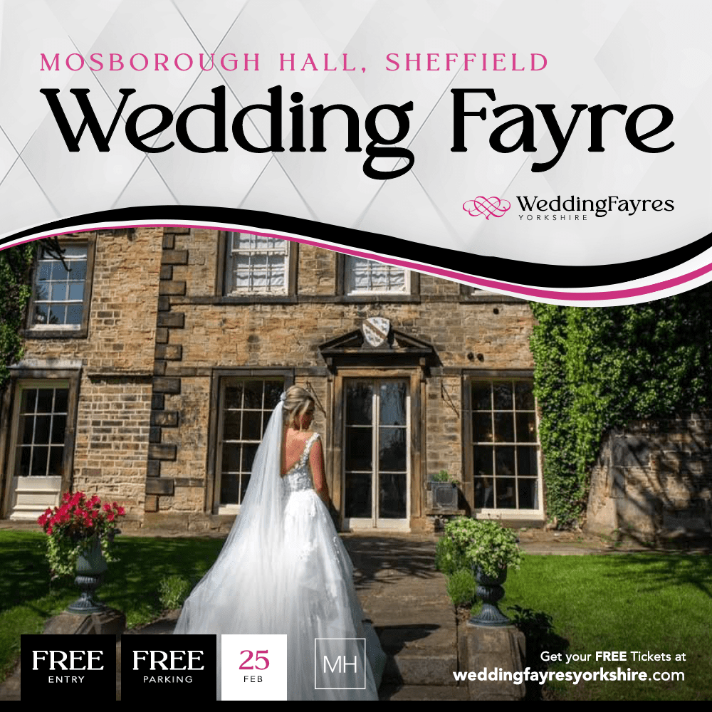 A flyer for a wedding fayre in sheffield.